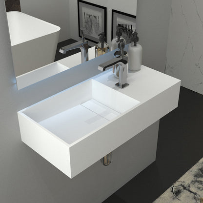 Small size floating artificial stone hand basin for compact powder room