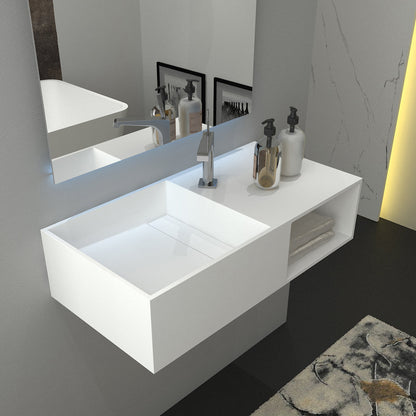 Artificial stone sink matched with vanity cabinet integrated set