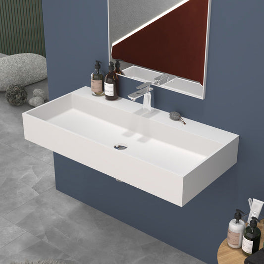 Rectangular artificial stone bathroom basin flexible size for special projects