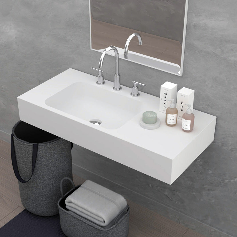 Wall hung artificial stone sink space-saving narrow bathroom use
