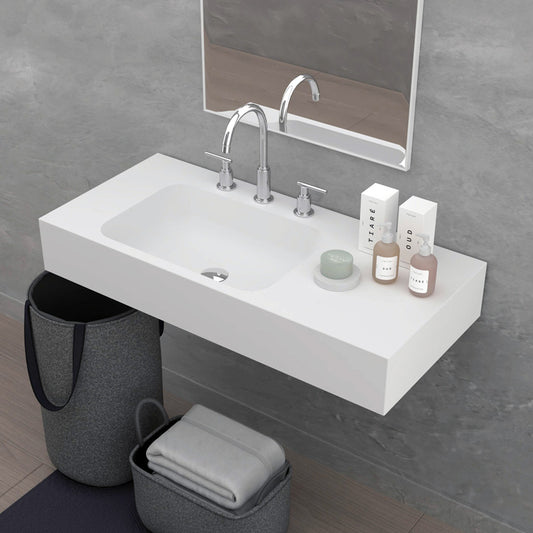 Wall hung artificial stone sink space-saving narrow bathroom use