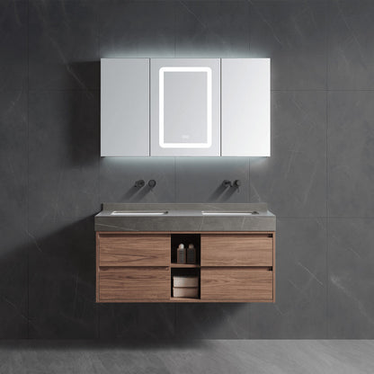 Oak Texture Wall Mounted Bathroom Cabinet