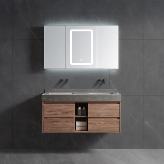Oak Texture Wall Mounted Bathroom Cabinet