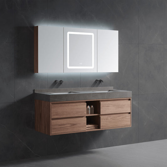 Wall Mounted Vanity Cabinet with Matching Mirror Cabinet