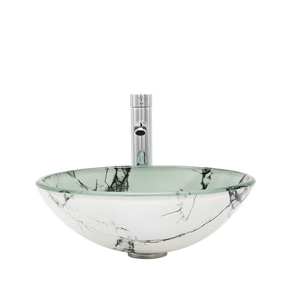 bowl-shaped marble grain glass wash basin showing smooth curved contour