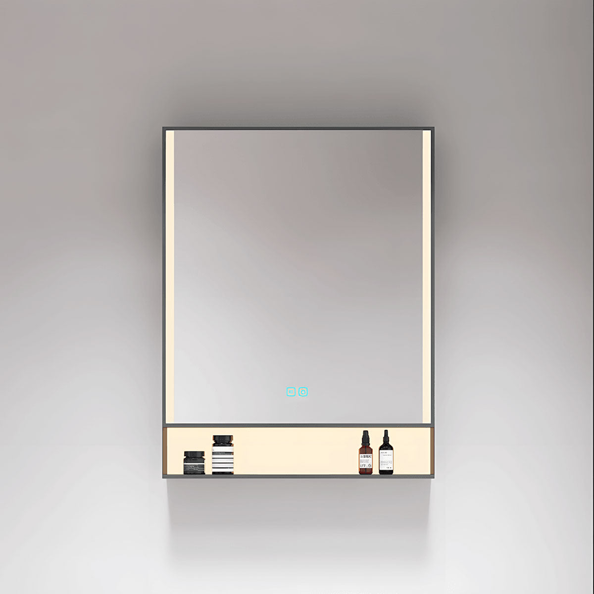 rectangular stainless steel frame bathroom mirror