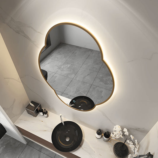 luxury framed backlit bathroom mirror