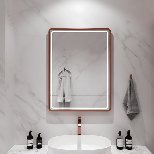 Rectangular framed bathroom mirror for bathroom wall decor