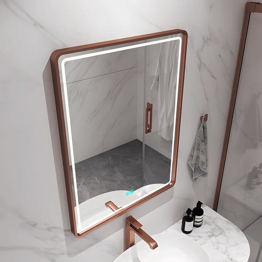 stainless steel framed bathroom mirror