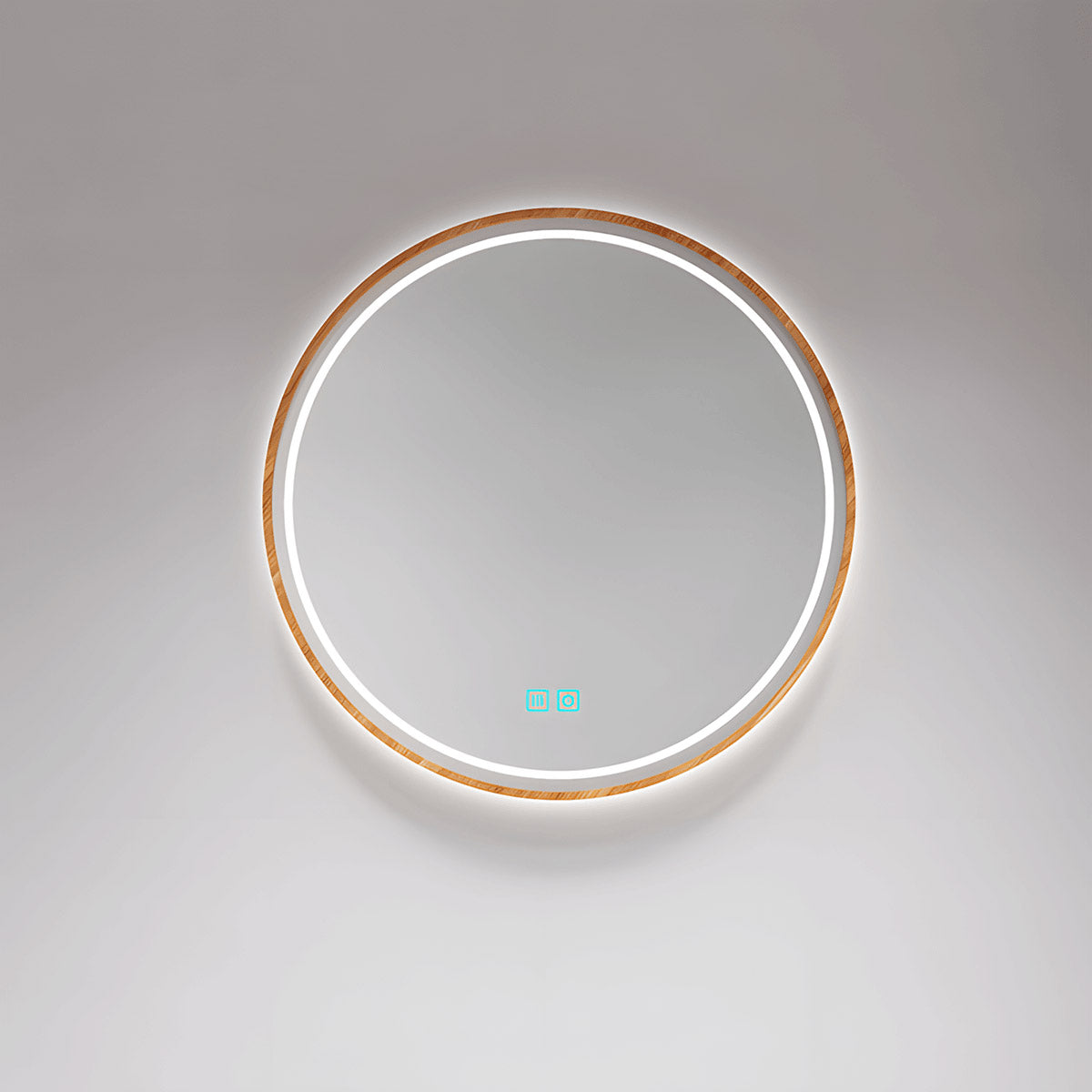 Scandinavian style wood framed bathroom mirror