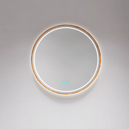 Scandinavian style wood framed bathroom mirror