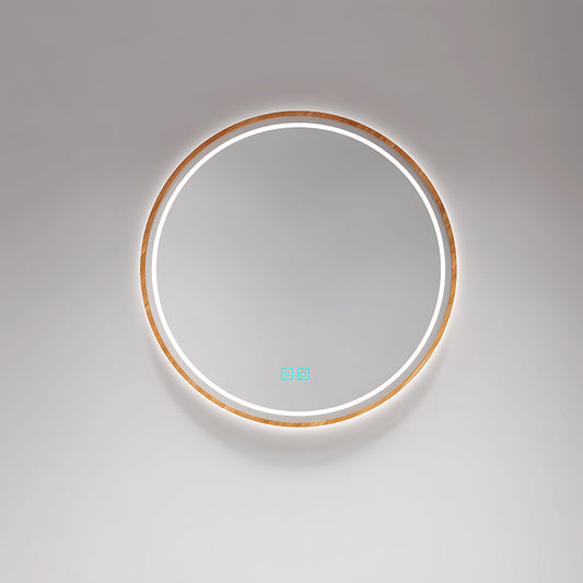 Scandinavian style wood framed bathroom mirror