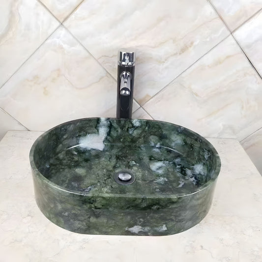 oval countertop dark marble basin